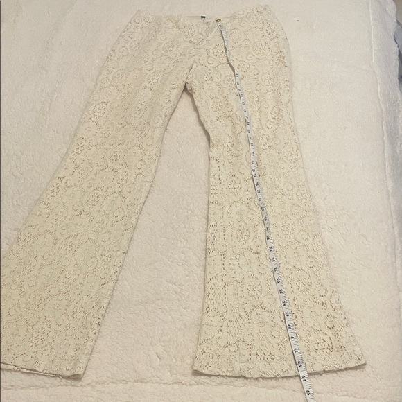 Vintage KORS Cream Lace Flare Pants • Boho Bridal Festival Statement Pants - Picture 9 of 12
